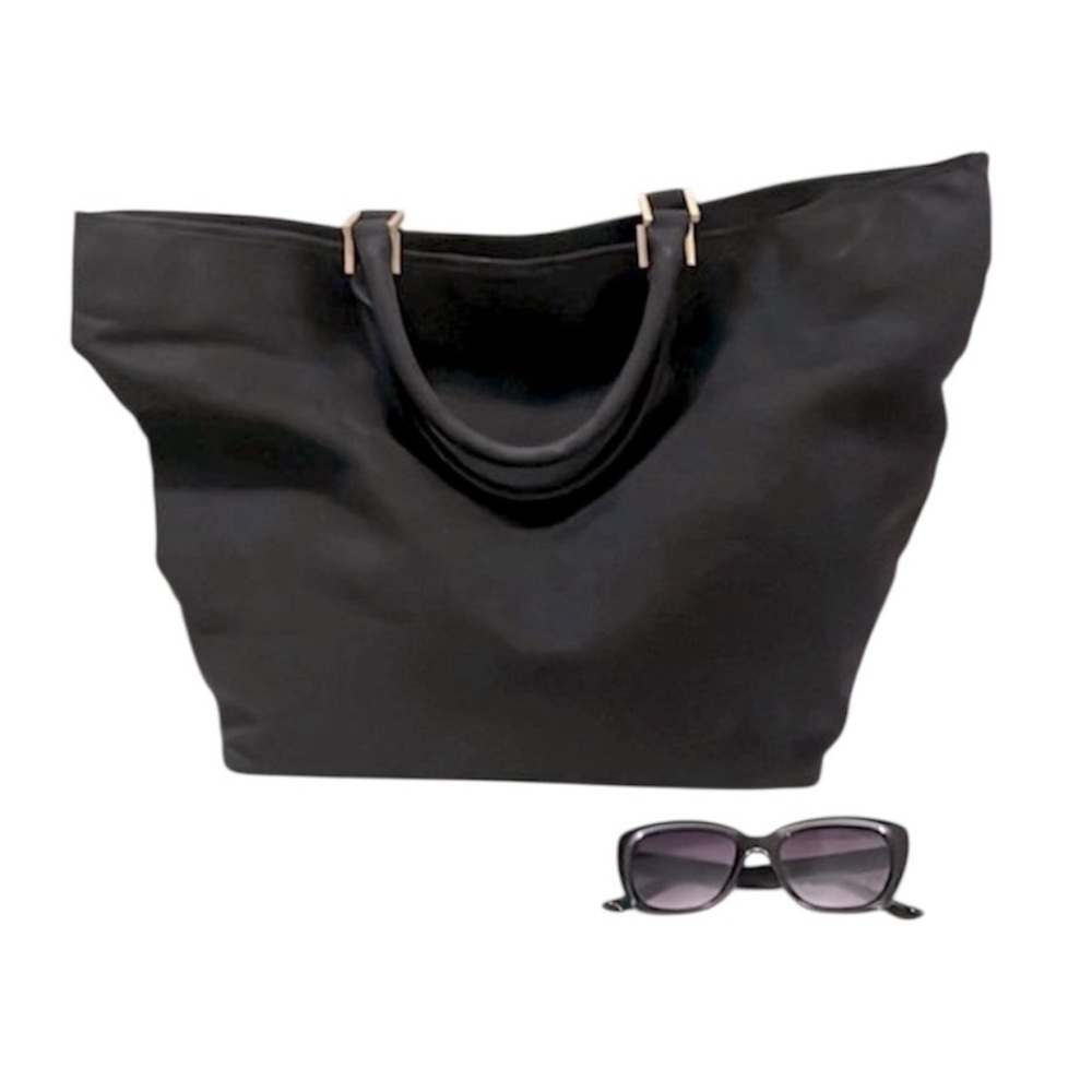 Donna Karan Women’s Faux Suede Black Two Handle Tote Bag